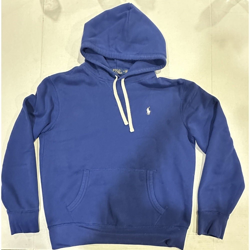 Polo Ralph Lauren Sweatshirt Hoodie Pullover Blue White Horse Men's Medium